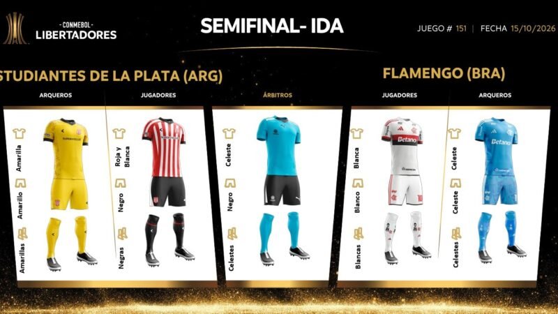 Conmebol divulga uniformes para jogos entre Flamengo e Estudiantes na semifinal da Libertadores; veja
