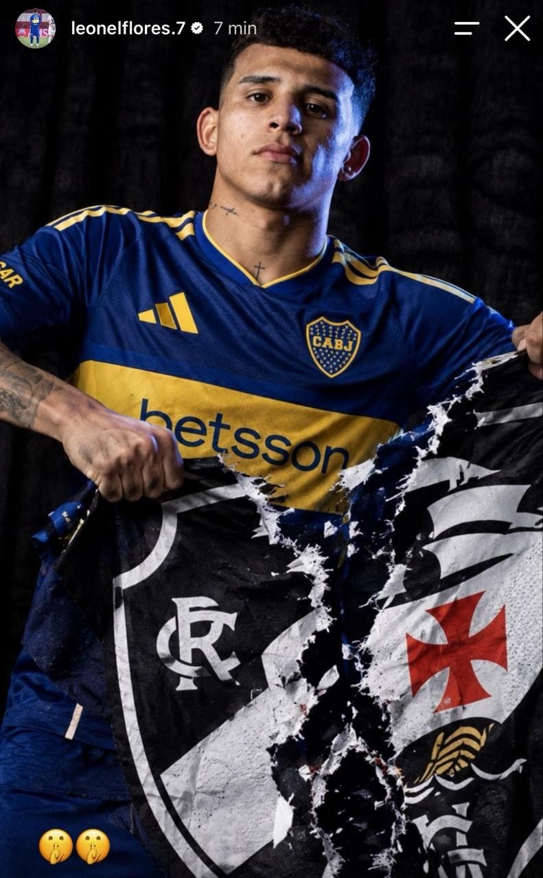 Meia do Boca Juniors publica montagem rasgando escudo do Vasco em resposta a Thiago Mendes