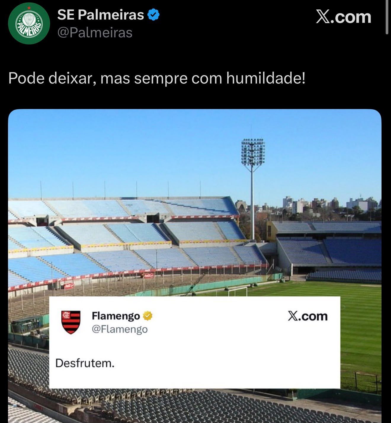 Palmeiras cita “bons ventos” e provoca Flamengo por eliminação na Libertadores: “Humildade”
