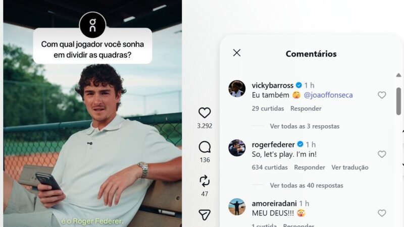João Fonseca diz que sonha jogar com Federer, e suíço responde: “Estou dentro”