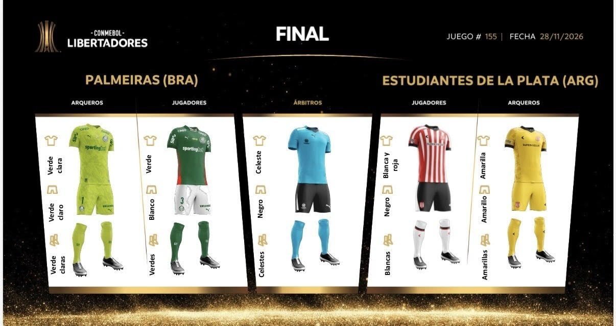 Final da Libertadores: veja os uniformes de Palmeiras e Estudiantes para a decisão