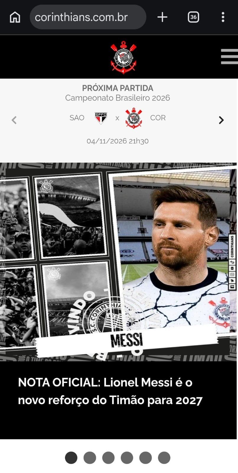 Site do Corinthians é hackeado e “anuncia” a contratação de Messi