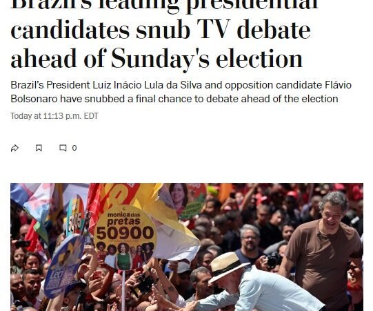 Debate presidencial cancelado: veja o que falou imprensa internacional